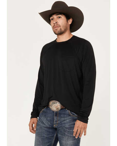 Image #1 - RANK 45® Men's Solid Performance Long Sleeve T-Shirt , Black, hi-res
