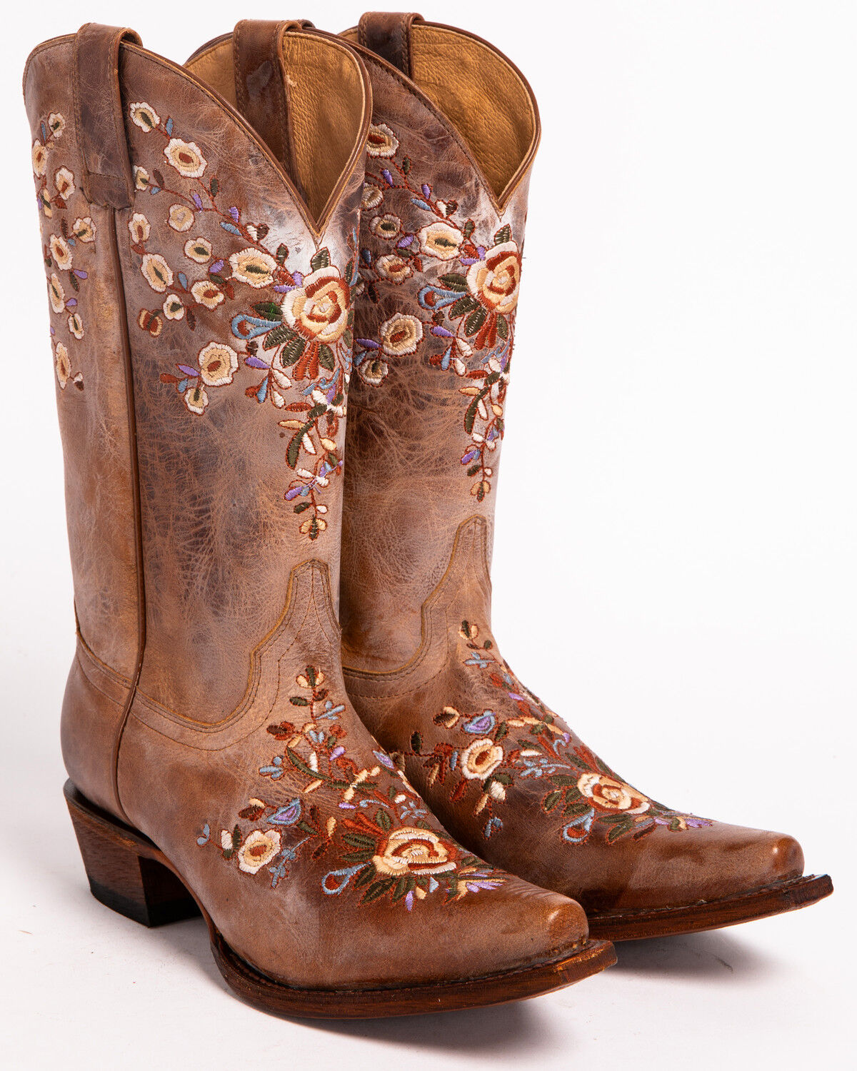 brown embroidered boots