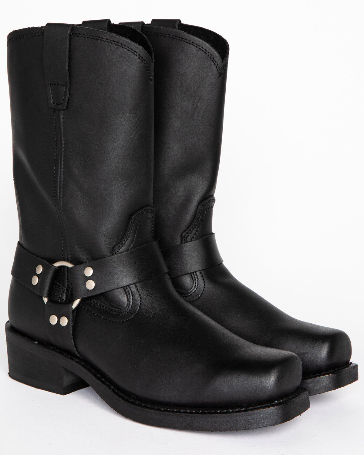 Image #1 - Brothers and Sons Men's Pull-On Motorcycle Boots - Square Toe, Black, hi-res