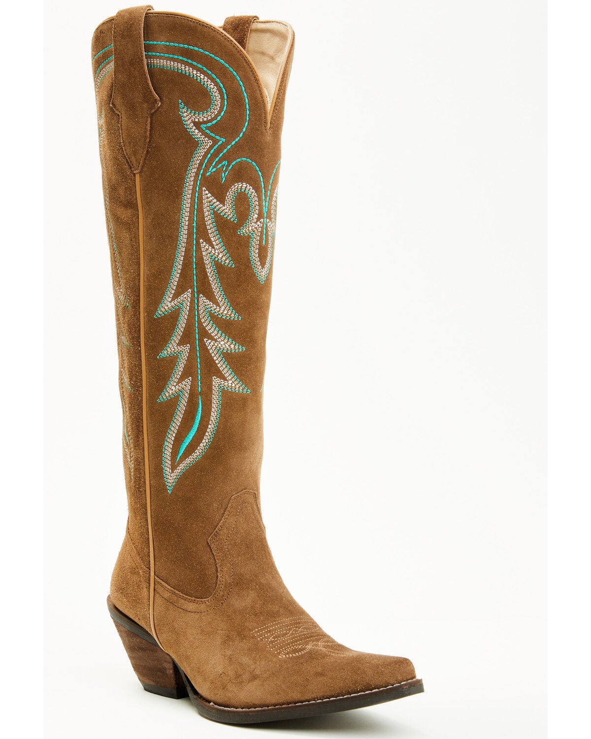 Shyanne Women's Rowan Tall Suede Western Boots - Snip Toe, Brown, hi-res