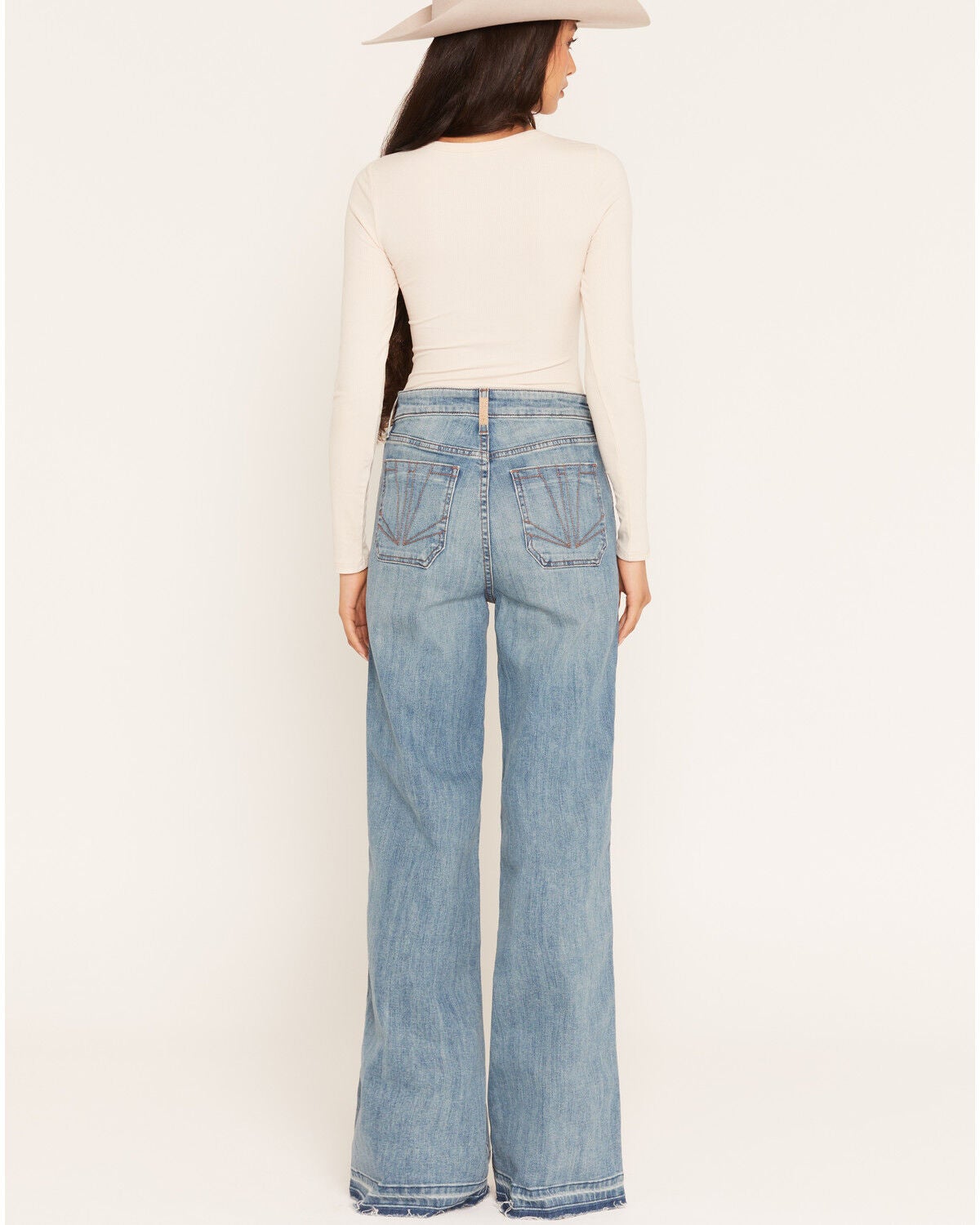 Image #3 - Ariat Women's R.E.A.L. Delaware Medium Wash High Rise Marvis Wide Leg Stretch Denim Jeans, Medium Wash, hi-res