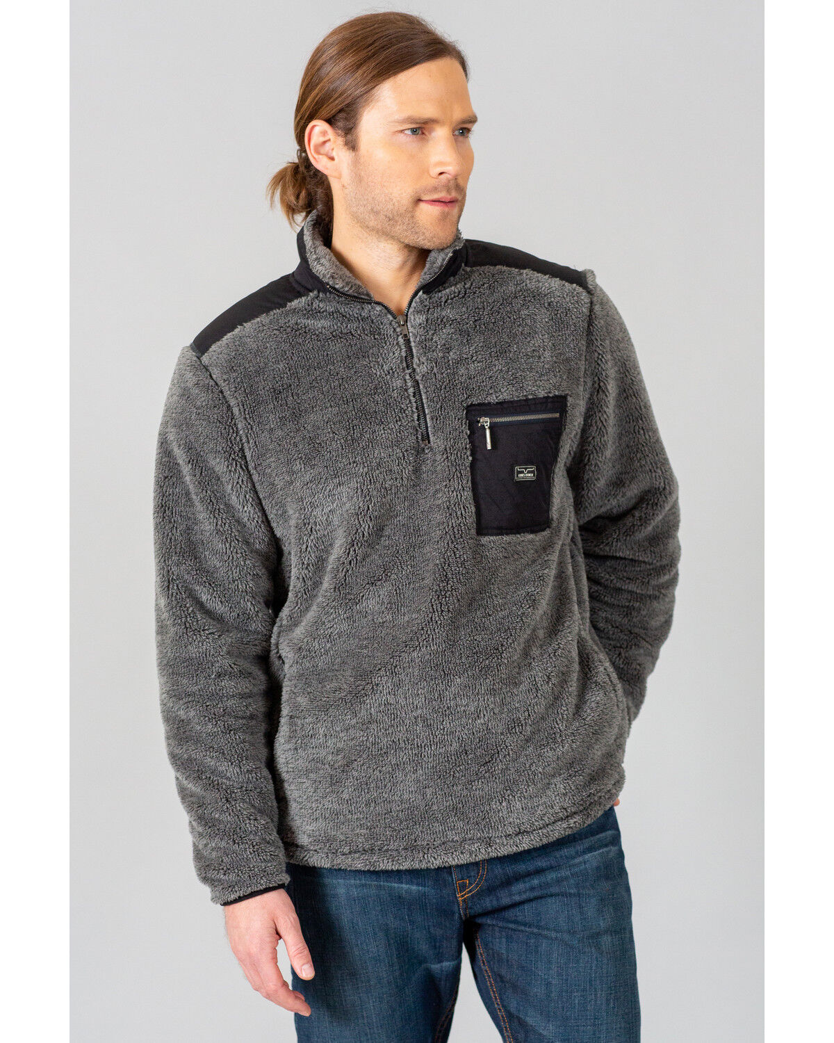 Image #1 - Kimes Ranch Men's Whiskey Fleece 1/4 Zip Pullover, Grey, hi-res