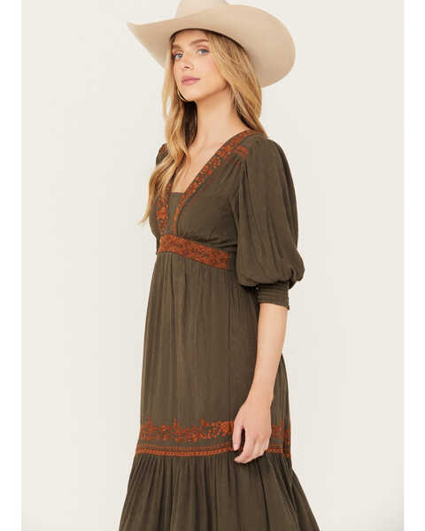 Image #3 - Shyanne Women's Two Tone Embroidered Dress, Forest Green, hi-res