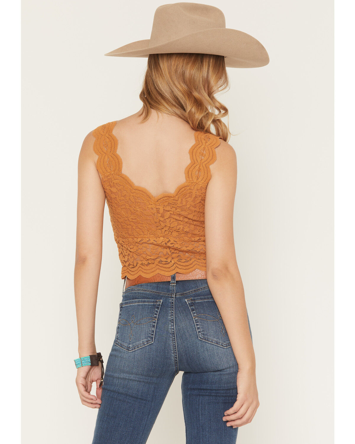 Image #4 - Shyanne Women's Solid Lace Tank Top, Pecan, hi-res