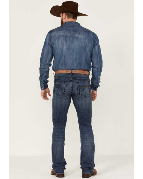 Image #3 - RANK 45® Men's Unbroken Medium Dark Wash Stretch Stackable Straight Jeans , Dark Medium Wash, hi-res