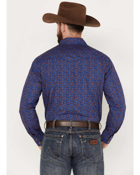 Image #4 - Wrangler Retro Men's Floral Western Snap Shirt, Blue, hi-res