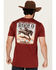 Image #1 - RANK 45® Men's Rodeo Revival Short Sleeve Graphic T-Shirt, Burgundy, hi-res