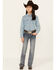 Image #1 - Shyanne Girls' Medium Wash Faded Paisley Pocket Stretch Bootcut Jeans , Blue, hi-res