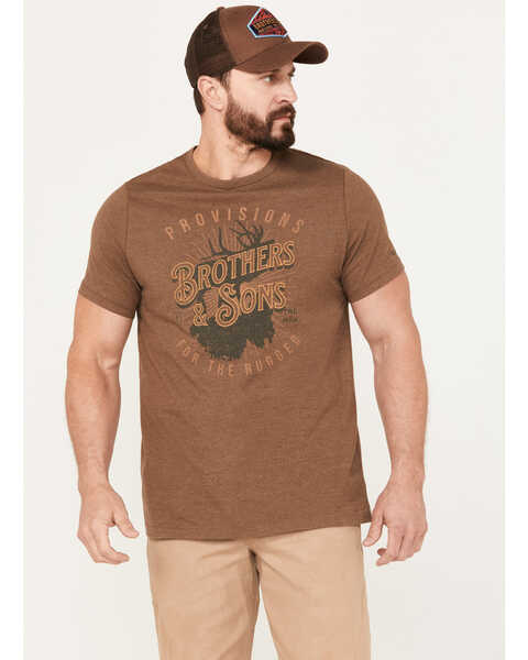 Image #1 - Brothers and Sons Men's Elk Label Short Sleeve Graphic T-Shirt, Lt Brown, hi-res
