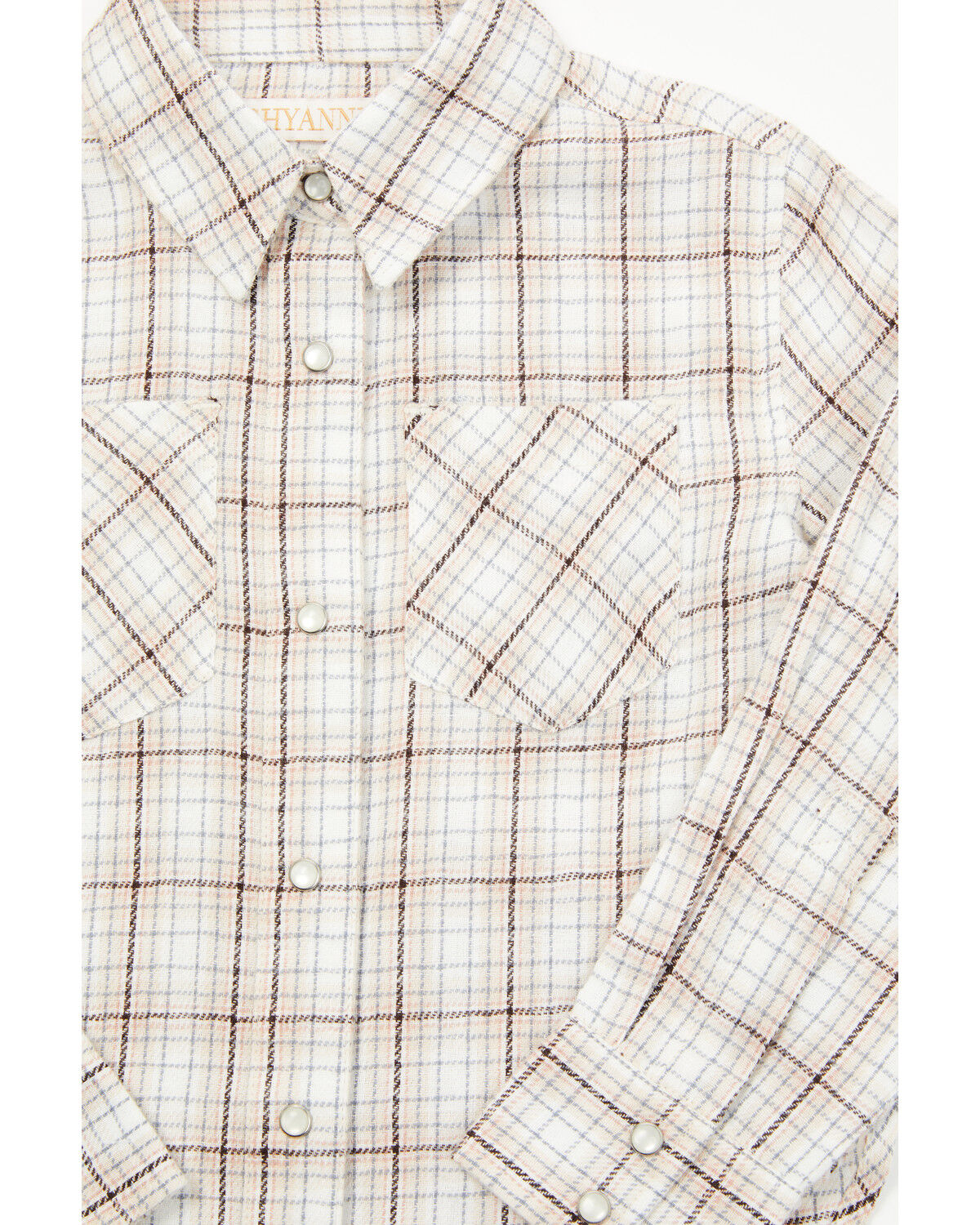 Image #2 - Shyanne Toddler Girls' Plaid Print Long Sleeve Snap Western Shirt, Off White, hi-res