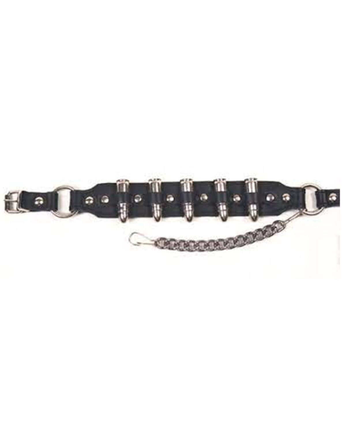 Image #1 - Almax Silver Bullet Chain Leather Boot Strap, Black, hi-res