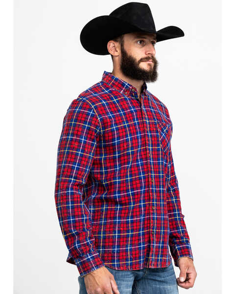 Image #3 - Levi's Men's Red Mondy Plaid Long Sleeve Western Flannel Shirt , Red, hi-res
