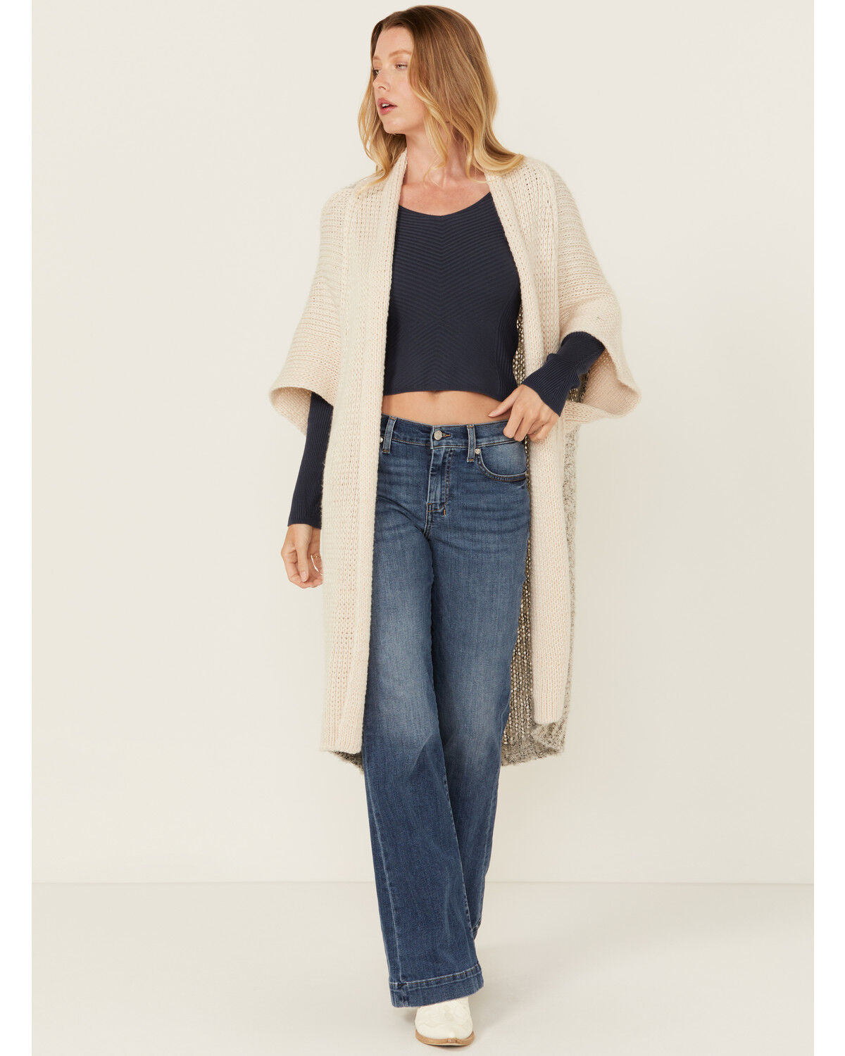 Image #1 - Revel Women's Color Block Shawl, Cream, hi-res