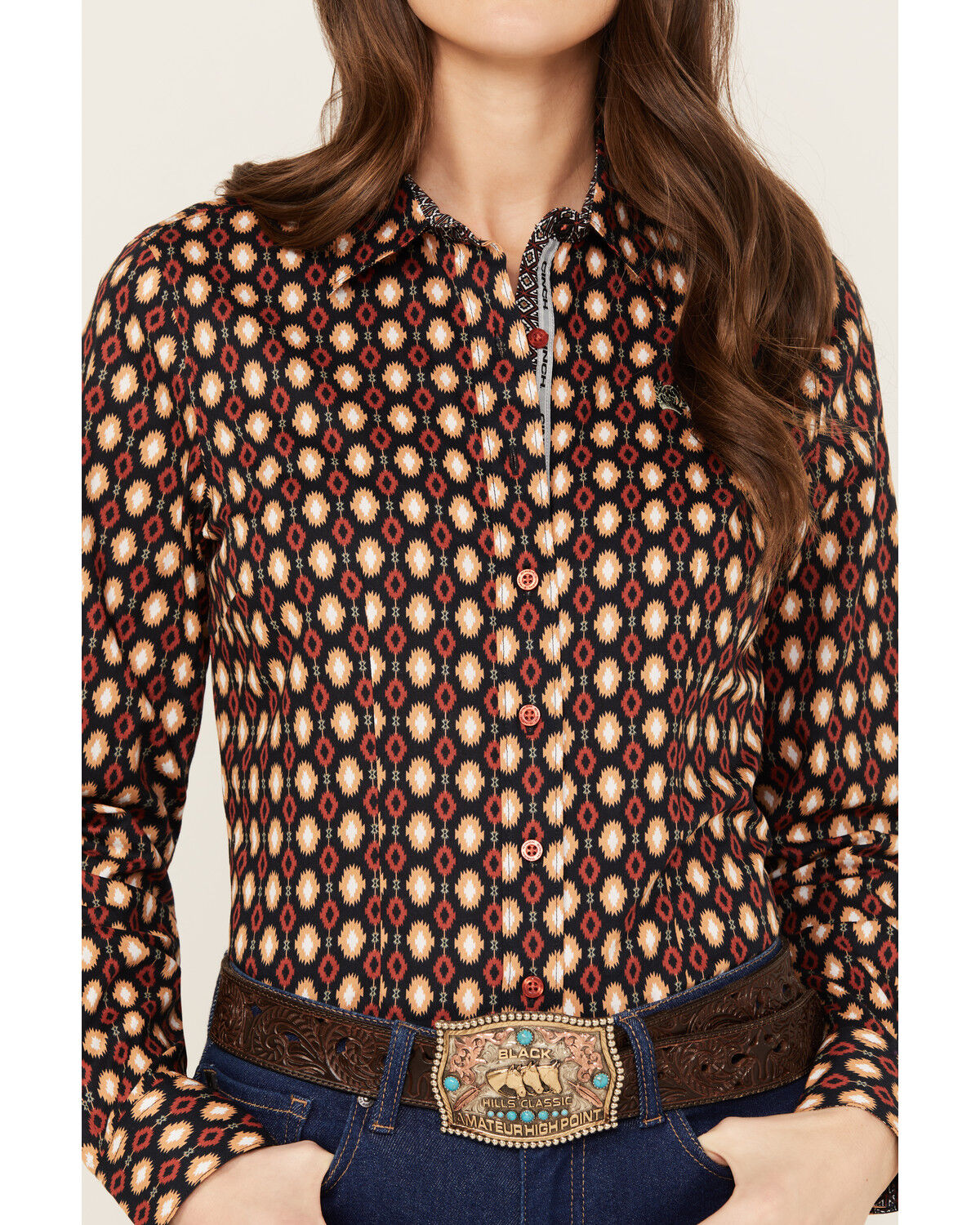 Image #3 - Cinch Women's Southwestern Long Sleeve Button Down Western Shirt, Multi, hi-res