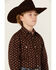Image #2 - Panhandle Select Boys' Southwestern Print Long Sleeve Pearl Snap Shirt, Brown, hi-res
