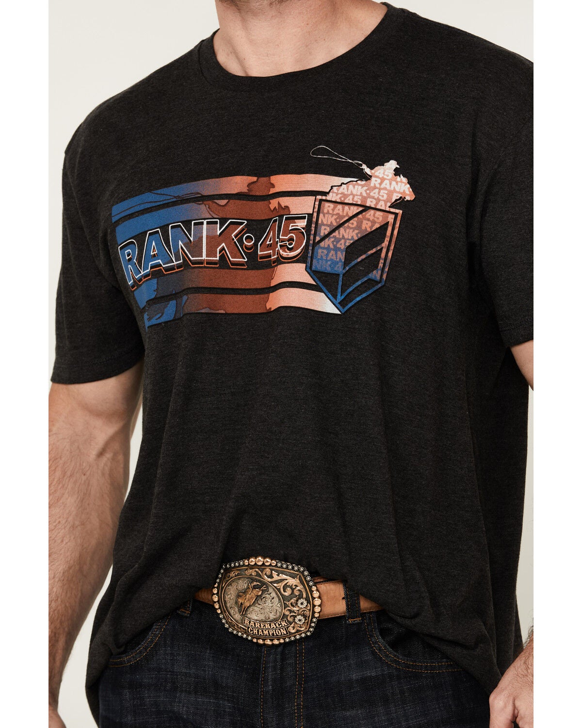 Image #3 - RANK 45&reg; Men's Just Ride Short Sleeve Logo Graphic T-Shirt, Charcoal, hi-res