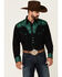 Image #1 - Scully Men's Embroidered Gunfighter Long Sleeve Pearl Snap Western Shirt, Black, hi-res