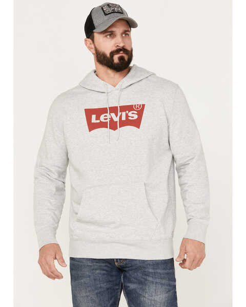 Image #1 - Levi's Men's Logo Hooded Sweatshirt, Light Grey, hi-res