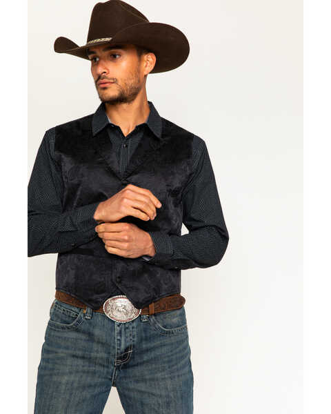 Image #1 - Cody James Men's Black Paisley Print Western Vest , , hi-res