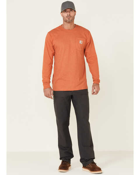 Image #2 - Carhartt Men's Loose Fit Heavyweight Long Sleeve Logo Pocket Work T-Shirt, Orange, hi-res