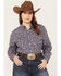 Image #1 - Roper Women's Paisley Print Long Sleeve Button Down Western Shirt - Plus, Wine, hi-res