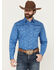 Image #1 - Cowboy Hardware Men's Steerhead Print Long Sleeve Snap Stretch Western Shirt, Royal Blue, hi-res