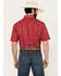 Rough Stock by Panhandle Men's Southwestern Print Short Sleeve Pearl Snap Western Shirt, Red, hi-res