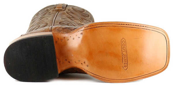 Image #6 - Cody James Men's Burnished Caiman Exotic Boots - Broad Square Toe, Brown, hi-res