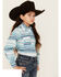Image #3 - Cowgirl Hardware Girls' Beach Serape Striped Long Sleeve Snap Western Shirt , Turquoise, hi-res