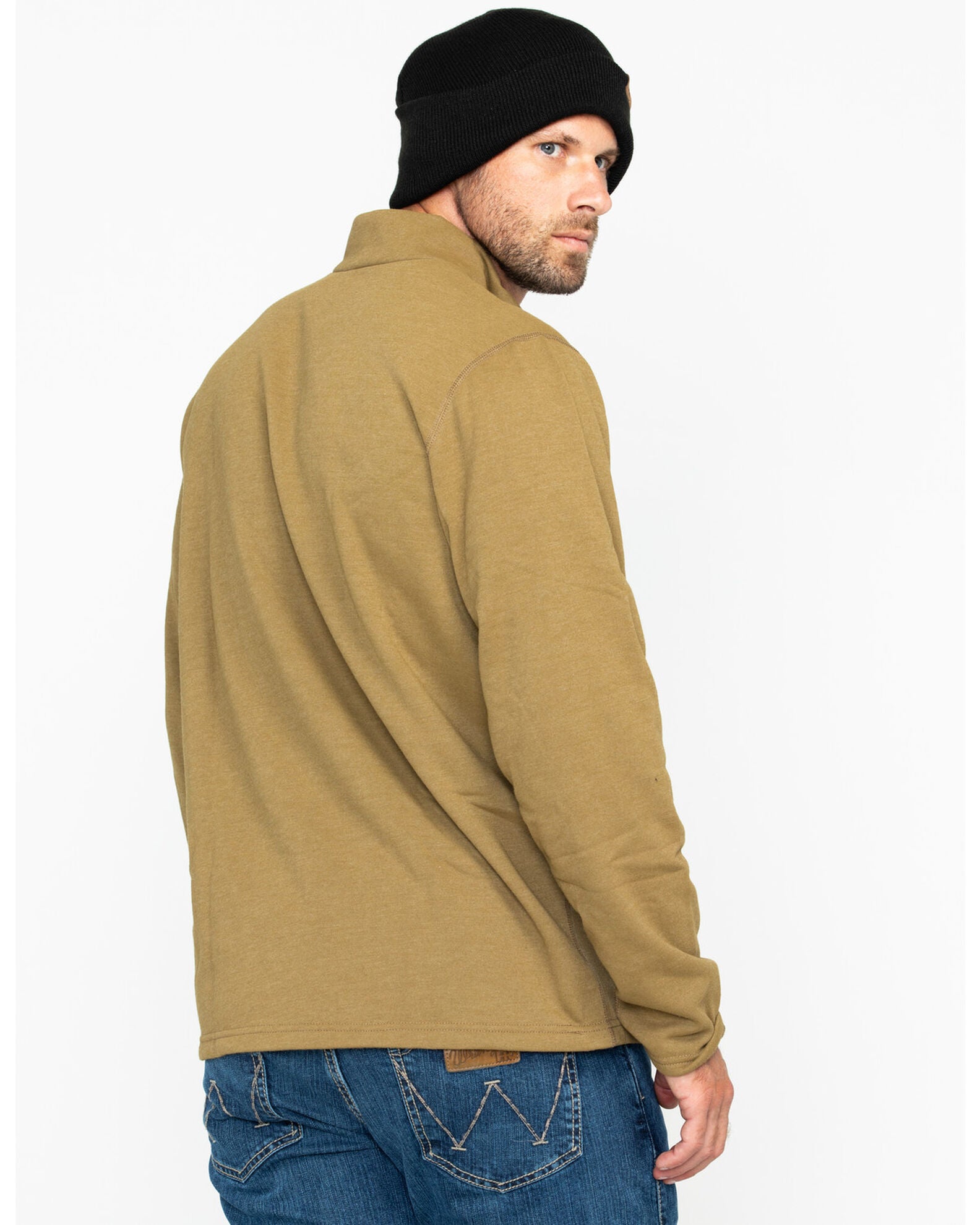 NSA Drifire Men's FR Mock Zip Fleece Work Pullover, Brown