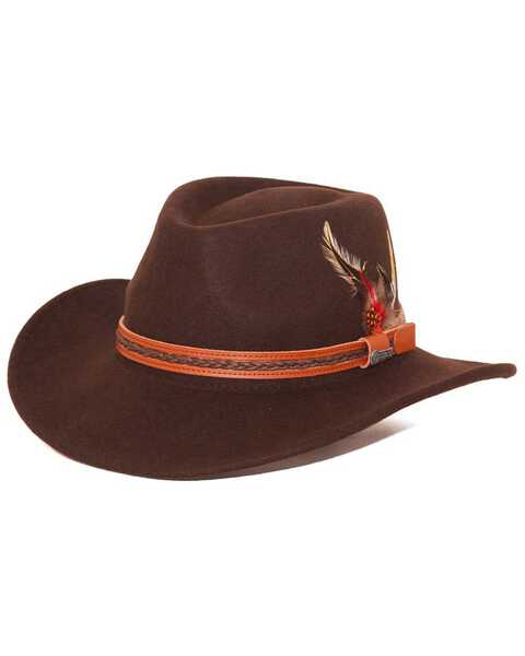 Image #1 - Outback Trading Co. Men's High Country Crushable Felt Western Fashion Hat, Chocolate, hi-res