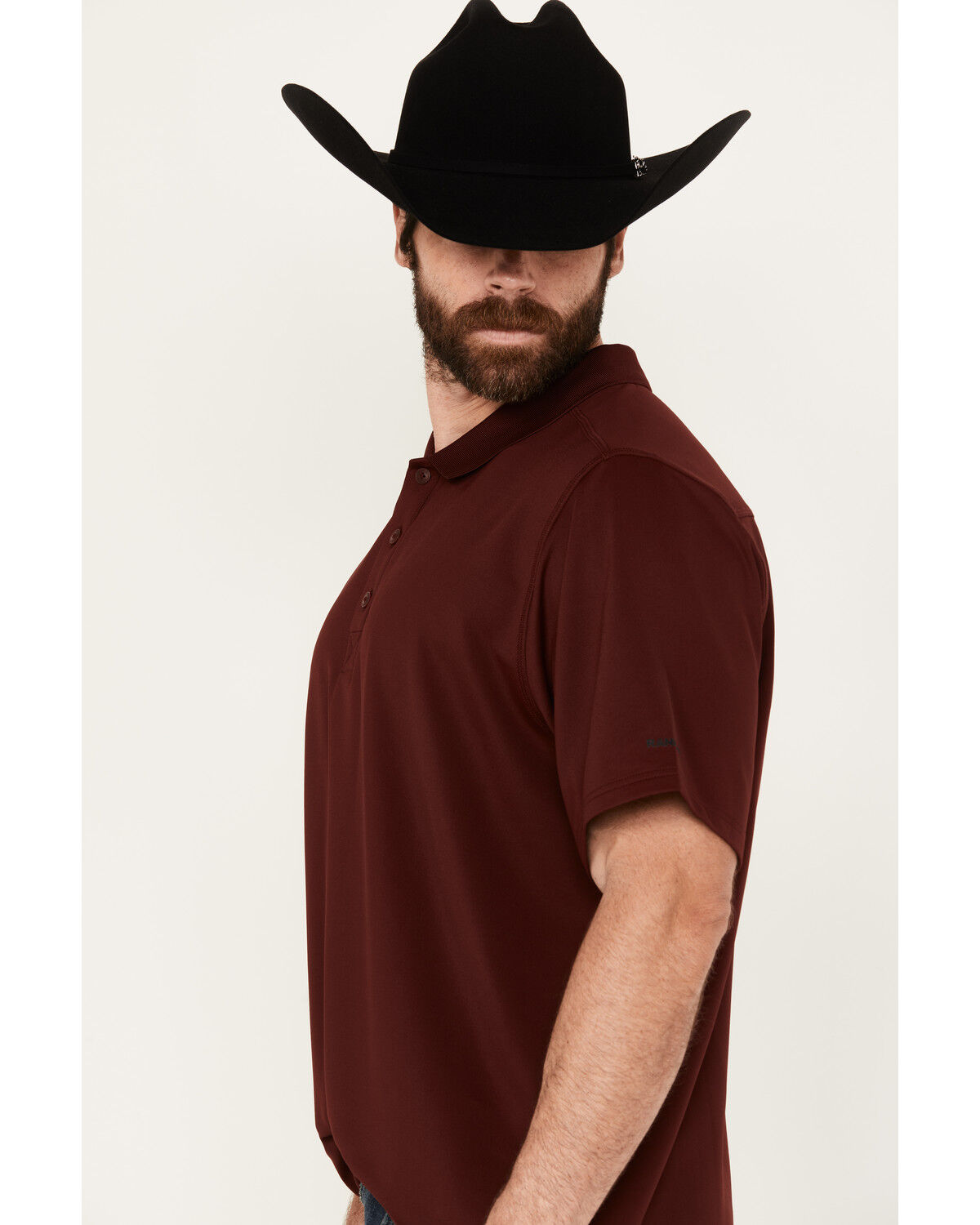 Image #2 - RANK 45® Men's Herringbone Short Sleeve Polo, Burgundy, hi-res