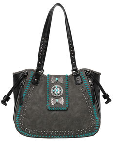 Montana West Women's Wrangler Butterfly Concho Tote Bag, Black, hi-res