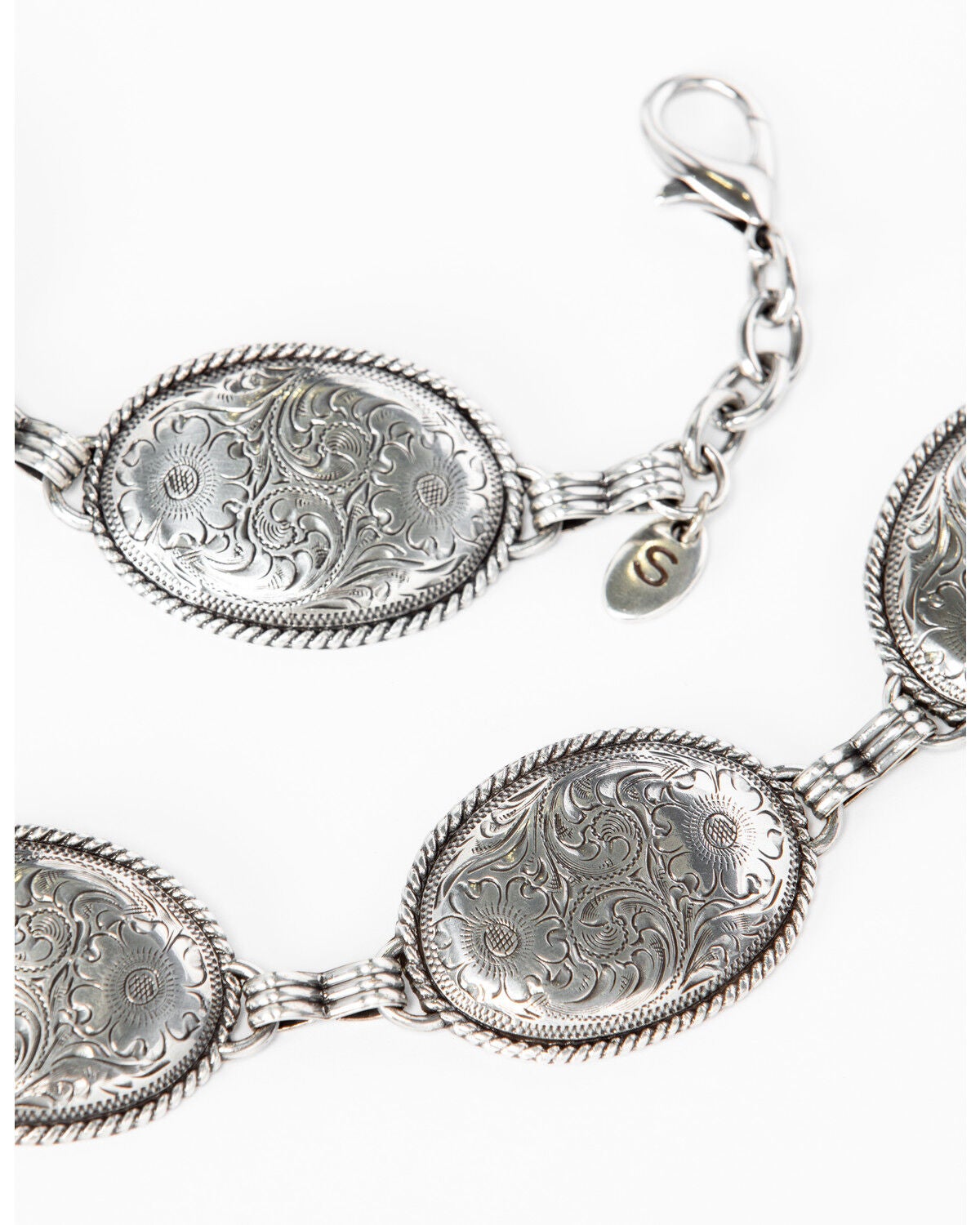 Image #5 - Tony Lama Antiqued Concho Link Hip Belt, Silver, hi-res