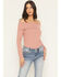 Image #1 - Shyanne Women's Rib Knit Off The Shoulder Long Sleeve Shirt, Mauve, hi-res