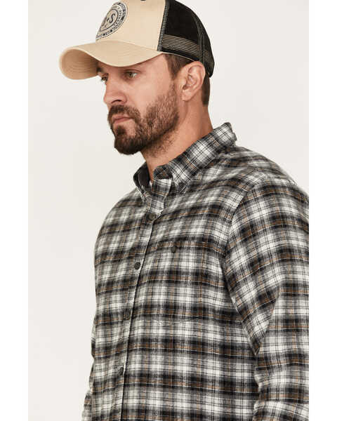 Image #2 - North River Men's Small Plaid Print Long Sleeve Button-Down Flannel Shirt, Charcoal, hi-res