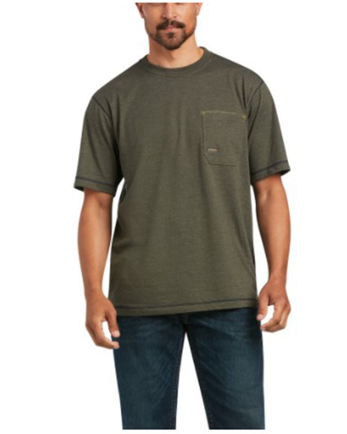 Image #1 - Ariat Men's Heather Sage Rebar Workman Reflective Flag Graphic Short Sleeve Work T-Shirt - Tall, , hi-res