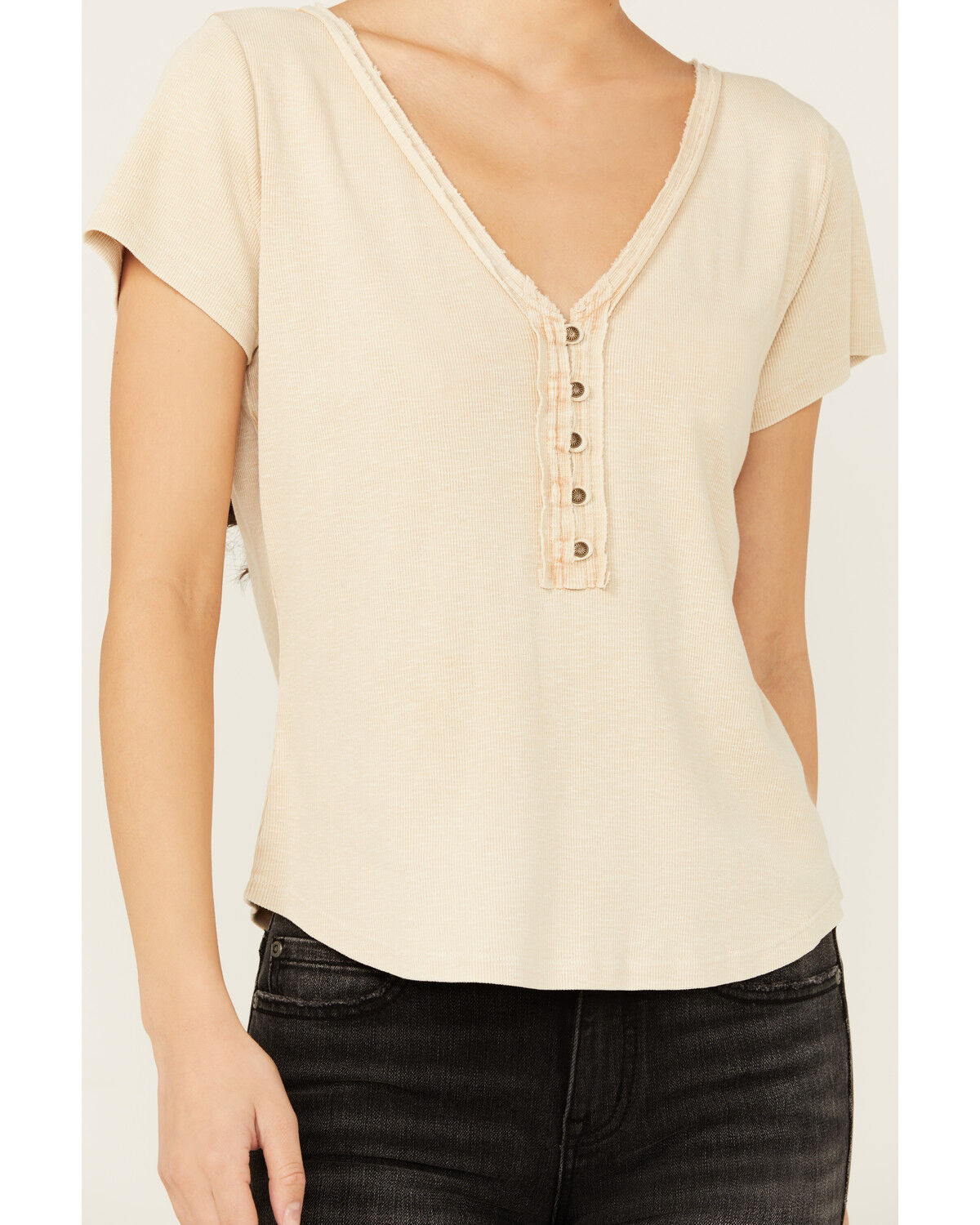 Image #3 - Idyllwind Women's Vaughn Henley Short Sleeve Shirt, Off White, hi-res