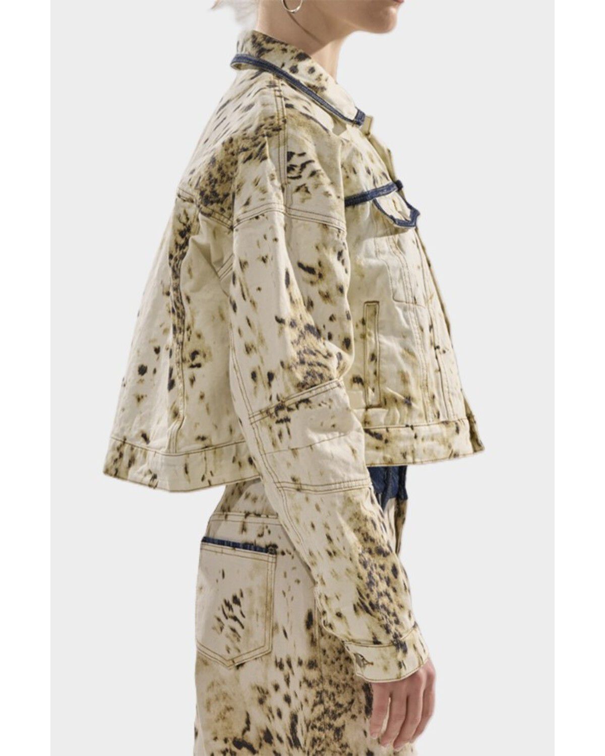 Image #2 - Azalea Wang Women's Cow Print Button-Down Cropped Denim Jacket, Multi, hi-res