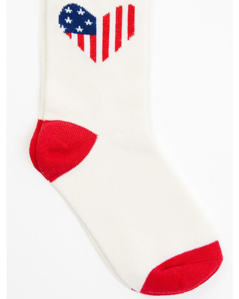 Rank 45 Girls' Americana Heart Crew Socks, Pink, hi-res
