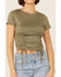 Moa Moa Women's Short Sleeve Cinch Top, Sage, hi-res