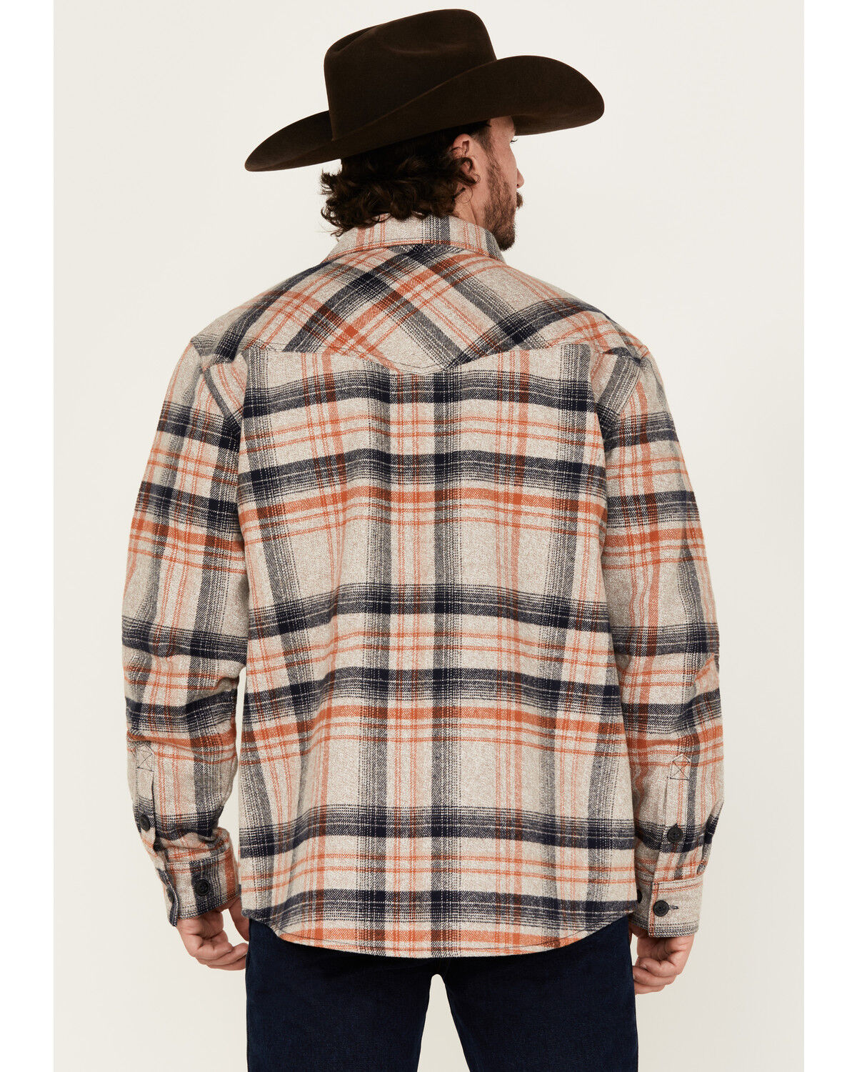 Image #4 - Cody James Men's Bandera Plaid Print Sherpa Lined Shirt Jacket, Tan, hi-res