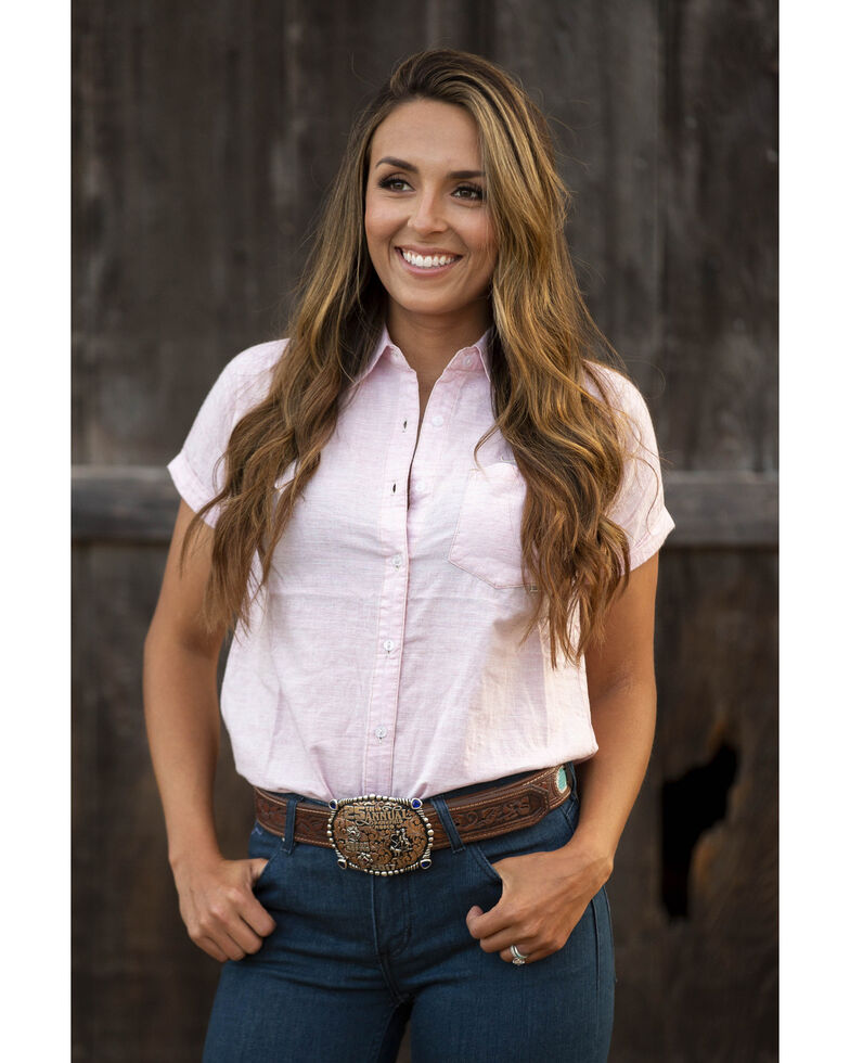 Kimes Ranch Women's Ranchester Short Sleeve Button-Down Western Shirt, Blush, hi-res