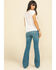 Kimes Ranch Women's Light Wash Mid Rise Lola Soho Fade Trouser, Blue, hi-res