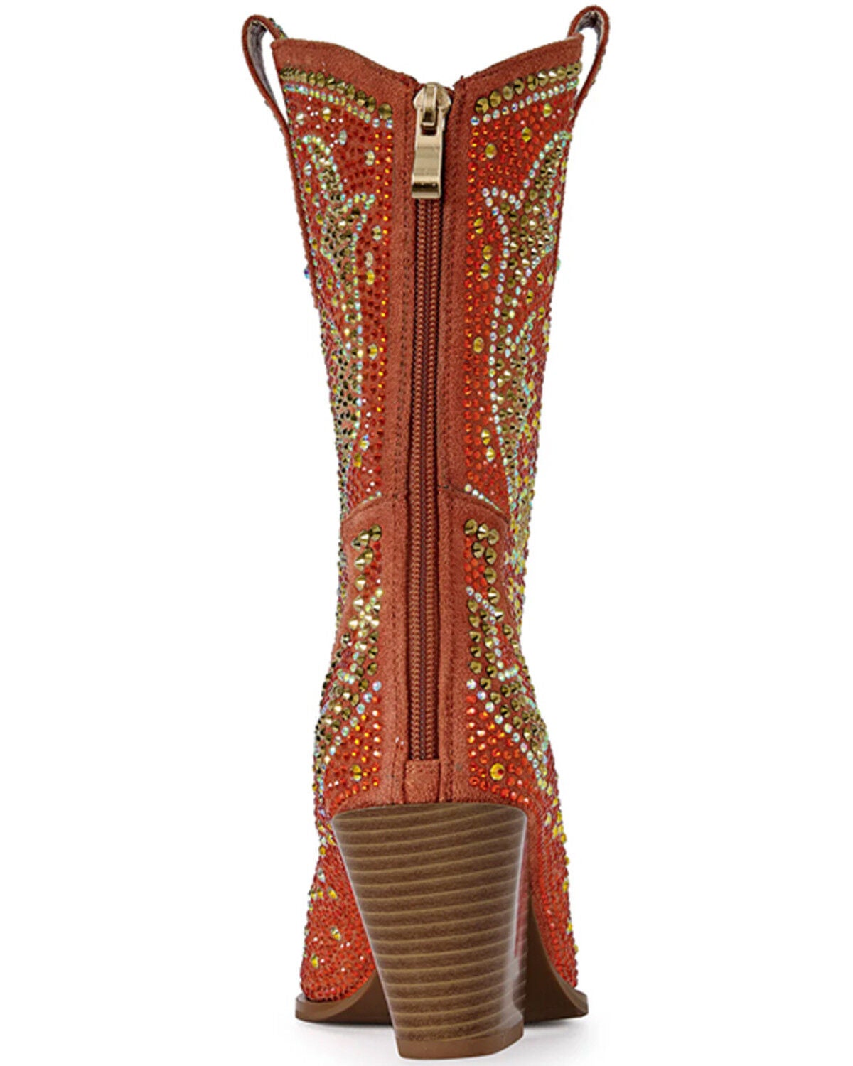 Image #3 - Azalea Wang Women's Scott Western Booties - Round Toe, Orange, hi-res