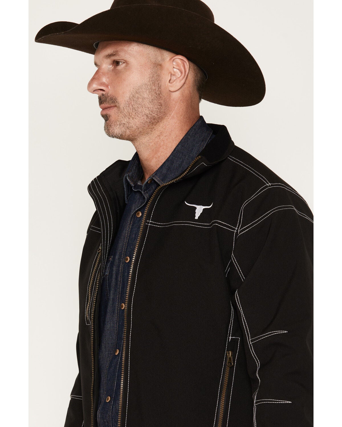 Image #2 - Cowboy Hardware Men's Longhorn Tech Woodsman Jacket, Black, hi-res