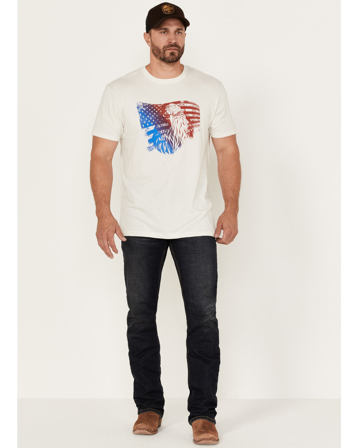 Image #2 - Moonshine Spirit Men's Blender Eagle Flag Graphic Short Sleeve T-Shirt, Cream, hi-res