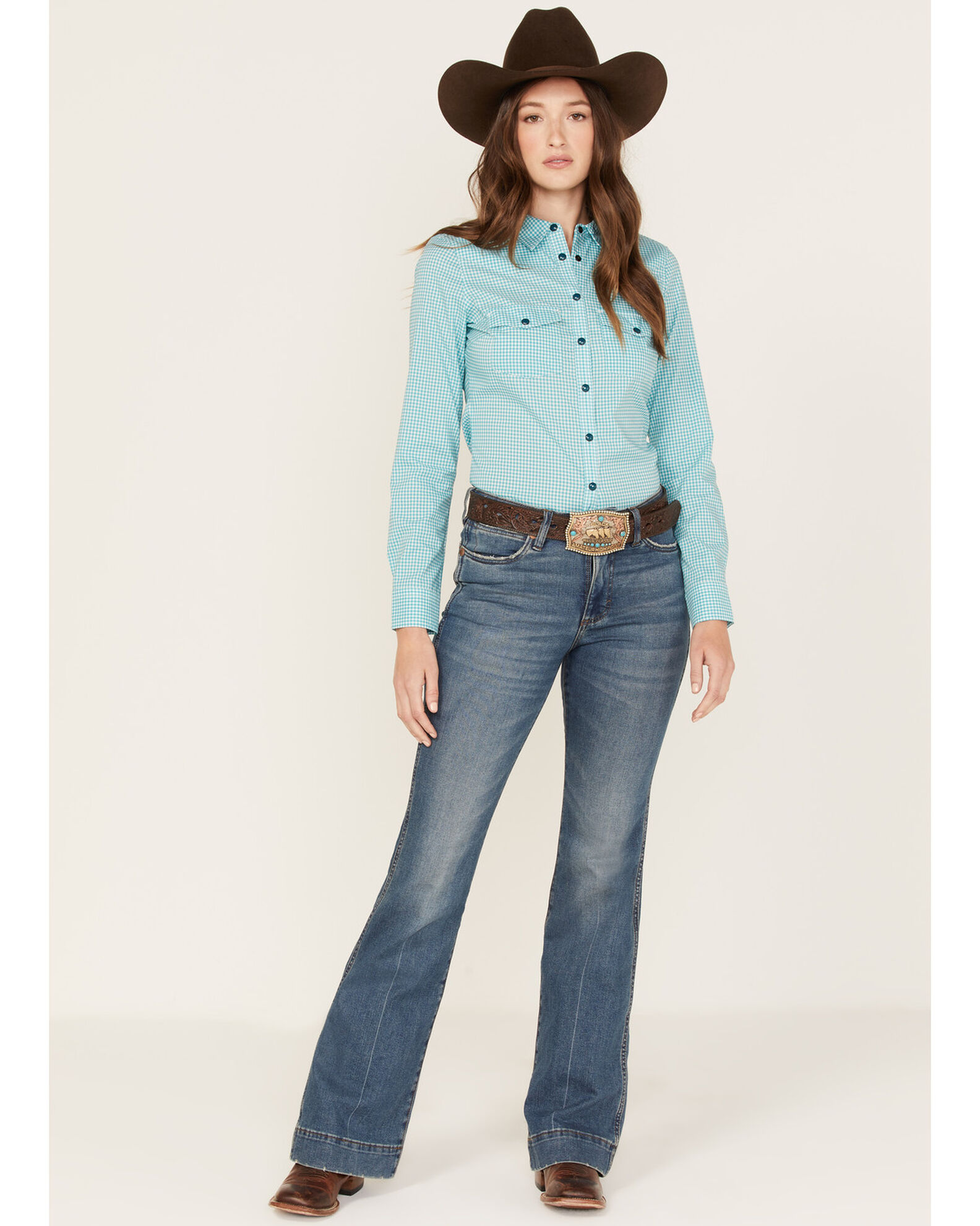 Image #1 - Wrangler retro Women's Vintage Medium Shelby Trouser Jeans, Blue, hi-res