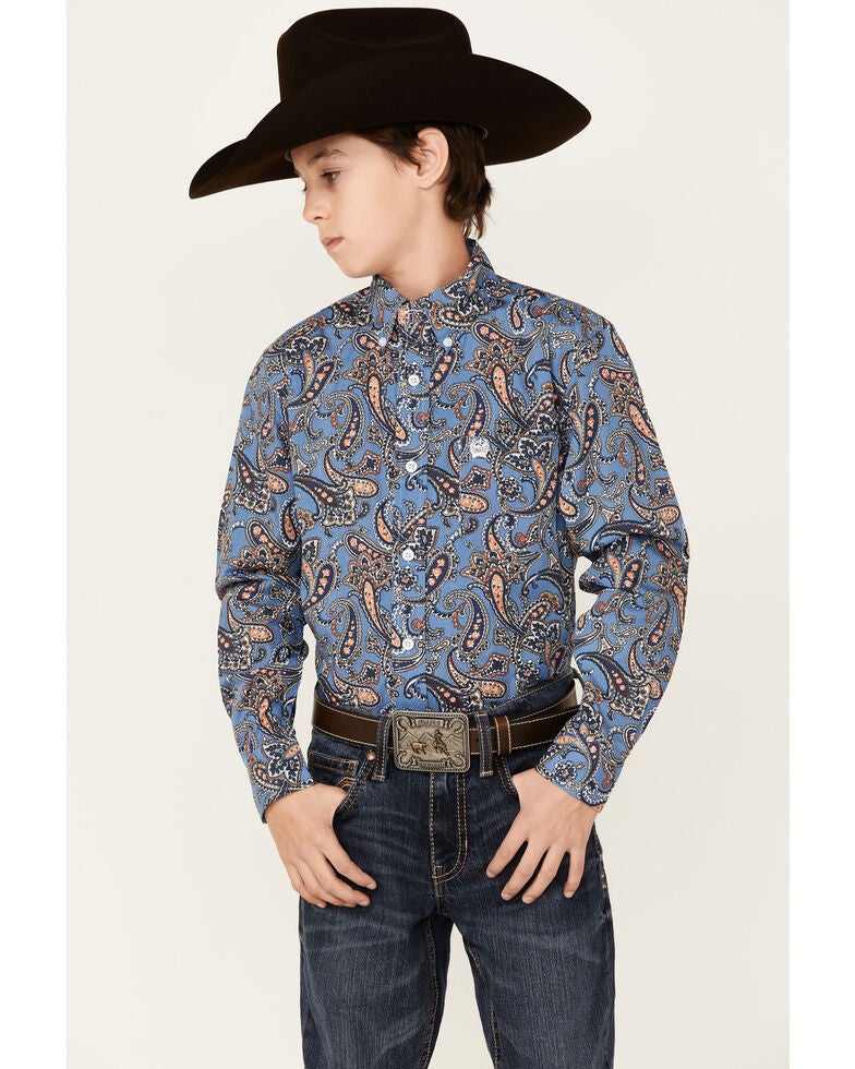 Cinch Boys Printed Blue Long Sleeve Shirt main image 1