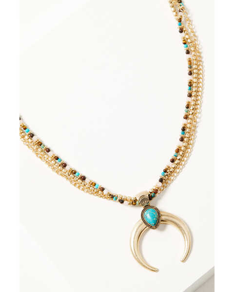 Image #1 - Shyanne Women's Golden Hour Crescent Three-Strand Necklace, Turquoise, hi-res